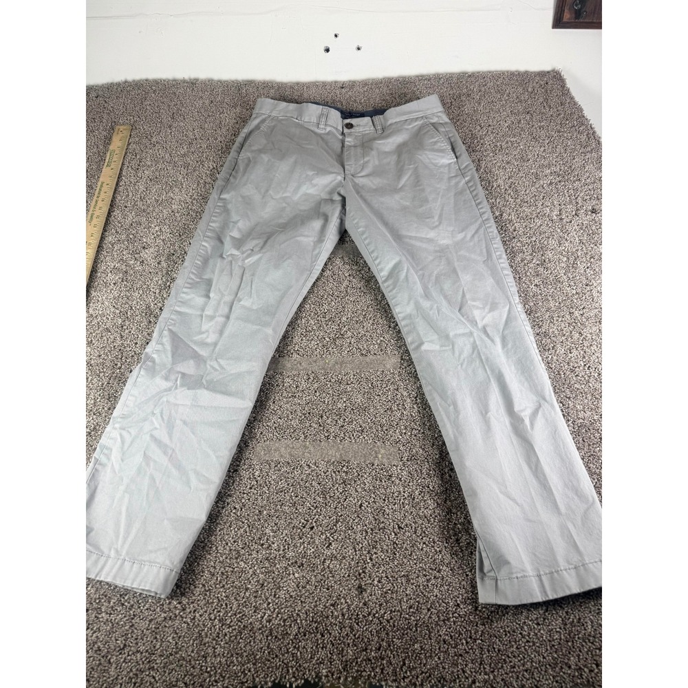 Tommy Hilfiger Tailored Fit Chino Pants Mens Grey Cotton Stretch Classic - 36x32